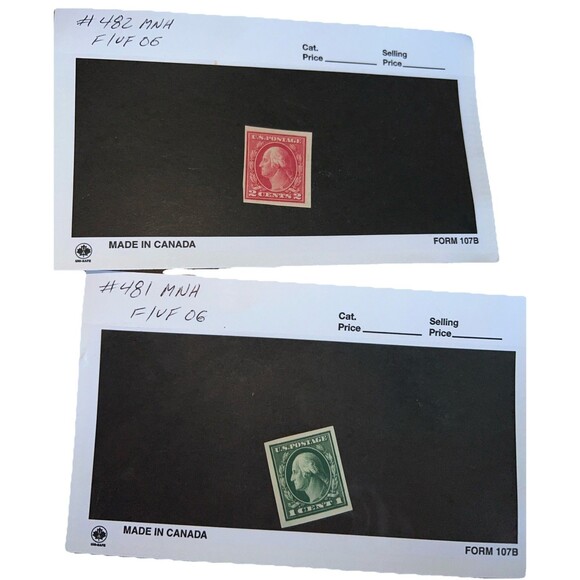 United States Postage George Washington Red 2 Cent and Green 1 Cent Stamp Lot 2 - Picture 1 of 7